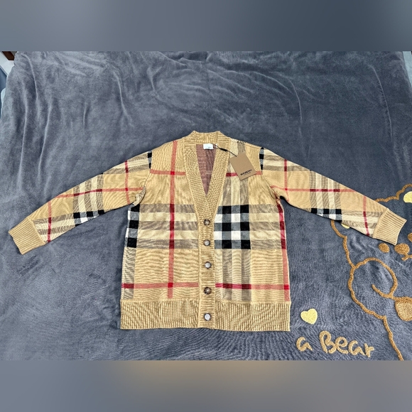 Burberry Check Wool Blend Cardigan - Picture 2 of 16